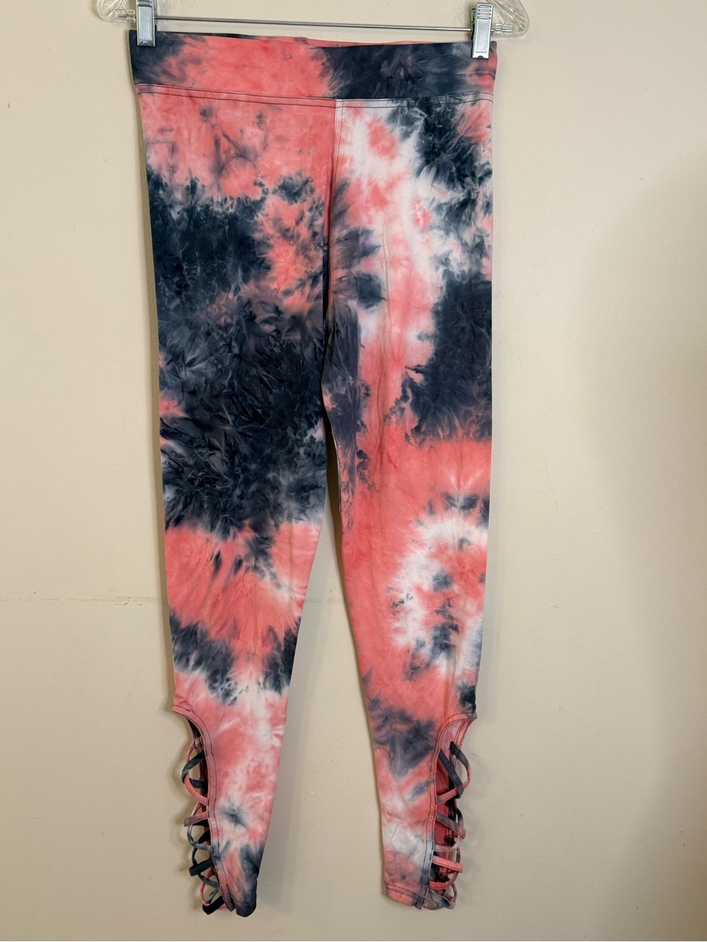 Simply Southern tie die cutout ankle leggings pink blue gray athletic Athleisure